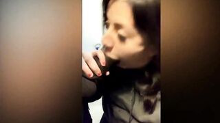 Sucking a bbc in the airplane bathroom