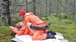 Sex in Orange Rainwear in the Woods