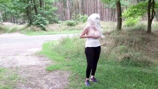 Flashing Tits in Public – Blond Girl Outdoors