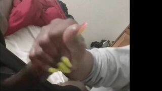 Ebony Moaning while Giving me a Handjob