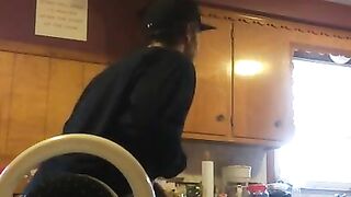 Cum slut creampied in kitchen