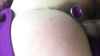 Creamy Pussy Riding Dick with Butt Plug in Ass!!