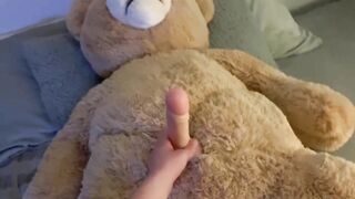 Blonde Teen Fucks and Cums over her Teddy Bear