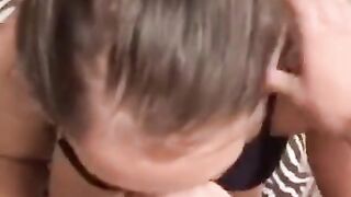 Cumming in the Face of the Hot Wife after Delicious Blowjob