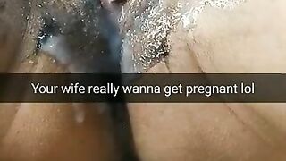 Cheating slutwife pushing cum inside her pussy for pregnancy