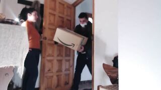 Delivery man receives an intense blowjob from a stranger