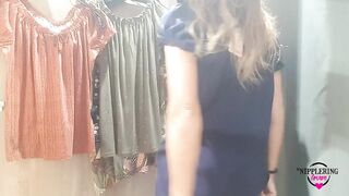 nippleringlover revealing pierced tits in changing room at public store large gauge nipple piercings