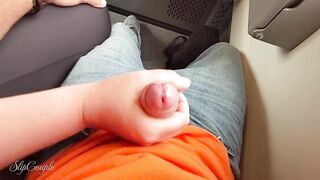 Risky outdoor travel -hand and blowjob in train and airplane