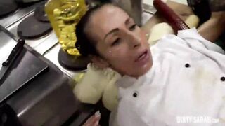 DIRTY SARAH - Kinky Nymphomaniac Fucked Chef With Salami