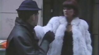 Rich babe in fur coat fucked on the street