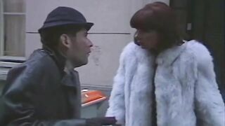 Rich babe in fur coat fucked on the street