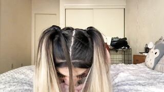 ahegao e-girl slut gives sloppy blowjob pov