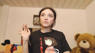 Sexy skinny otaku camgirl with an angelic face feels very horny