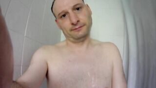 Kudoslong naked wanking is erect wet soapy cock in shower