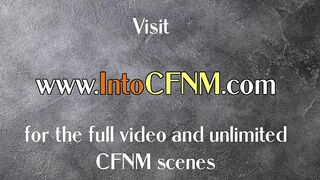 CFNM mistresses sucking balls and cock in erotic threesome