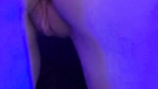 Showing off my ass and pussy to dojo cat in Blue light