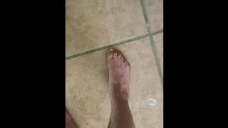 Jerk off cumshot all over solo boy’s legs and feet