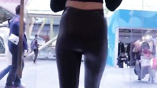 Candid Chinese Girl in Latex Leggings