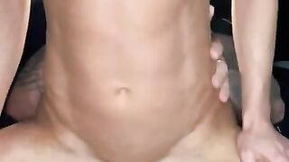 Reverse fuck muscular female abs veins and big biceps with fat white milky nut