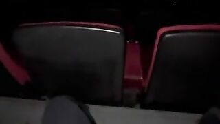 Sucked him off in the movie theatre to show off my cum filled pussy and squirting when fingered