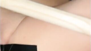 Bondage for sexy wife. Pulling tape off her pussy while I fuck her.