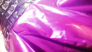 sexual MILF in purple spandex pvc lingerie