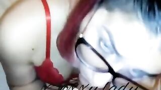 Beautiful Green eyed nerdy Schoolgirl sucks teacher's cock while her mom is in the kitchen. POV