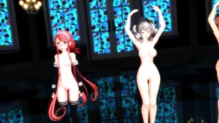 【MMD】Kawakaze & Kashima & Prinz - Undead enemies【R-18】