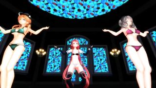 【MMD】Kawakaze & Kashima & Prinz - Undead enemies【R-18】