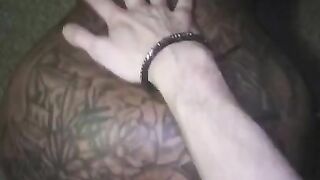 Doggy style. ebony tattooed woman getting fucked