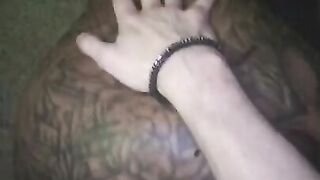 Doggy style. ebony tattooed woman getting fucked