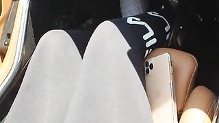 Step mom in leggings caught fucking step son in the car