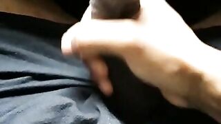 Male solo Stroking my big black cock