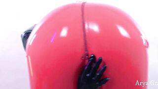 Latex Catsuit, Rubber Fetish Video Black and Red Fetisch