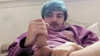 Horny British Twink rolls his eyes as he cums