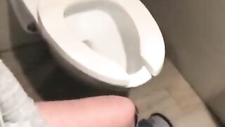 POV Blowjob CIM Cum Swapping Couple Cum Kiss In A Public Washroom At The Mall After She Goes Pee