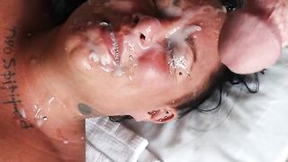 One-man Bukkake From Matty, Facial & my face gets covered in spunk, jizz, cum