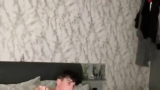 Cute blonde twink sucks dick and eats ass