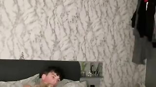 Cute blonde twink sucks dick and eats ass