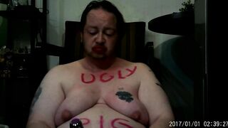 FTM Transgender Guy Drinks His Own Piss And Cries In Humiliation BDSM BBW Fat Pig Trans Man