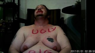 FTM Transgender Guy Drinks His Own Piss And Cries In Humiliation BDSM BBW Fat Pig Trans Man