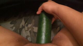 Roommate doesn't know I'm fucking a cucumber and listening to her pussy play