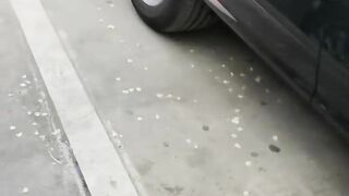 URGENT PISSING in PARKING LOT