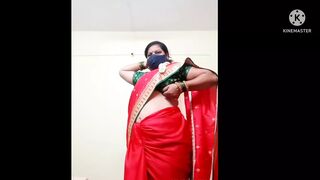 Marathi Divya aunty on Red saree Sexy look