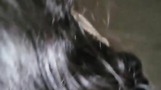 MILF's wig almost came off while sucking my black cock