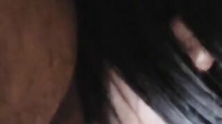 MILF's wig almost came off while sucking my black cock