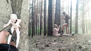 Domina Evgenia - My humiliated dog in the forest (2 angles at the same time, English subtitles)