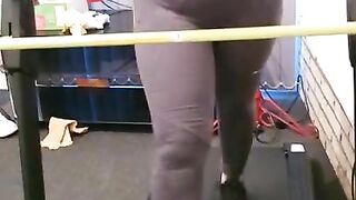 Slutty Bitch get fucked on treadmill by step son ????