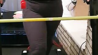 Slutty Bitch get fucked on treadmill by step son ????