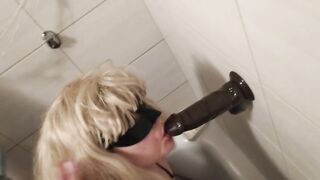 sexi Waleriana having fun with a dildo in the bathroom